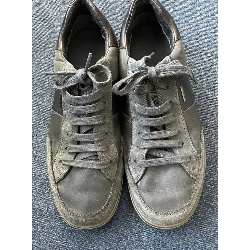 Geox Respira Shoes Mens 8 Leather Sneakers Black Breathable Comfort Walking‎ EUC